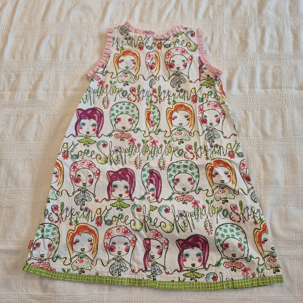 Oilily girls size 6-7 shift dress girls jumping rope print EUC or better - Picture 2 of 7
